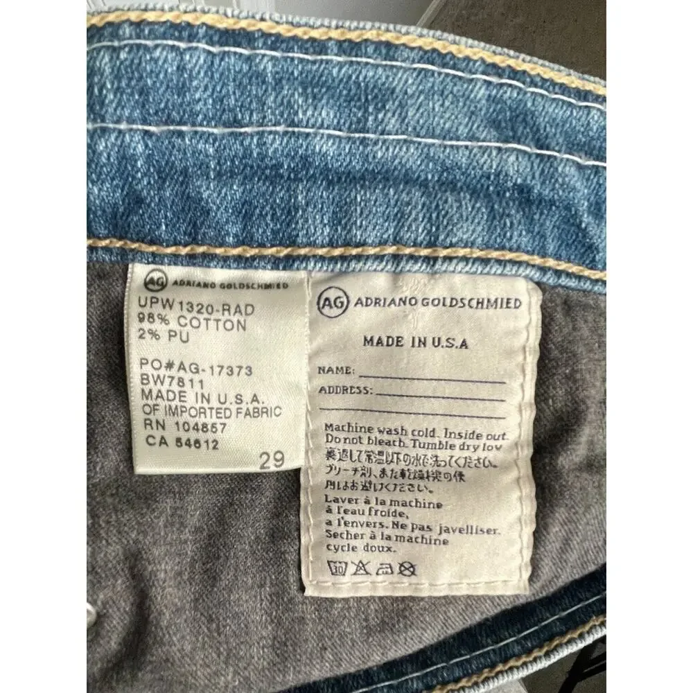 AG Adriano Goldschmied Women’s 29R Tomboy Crop Jeans Relaxed Straight Distressed